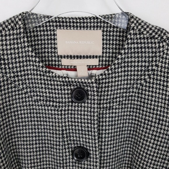 BANANA REPUBLIC Black & White Houndstooth Car Coat - Picture 4 of 7